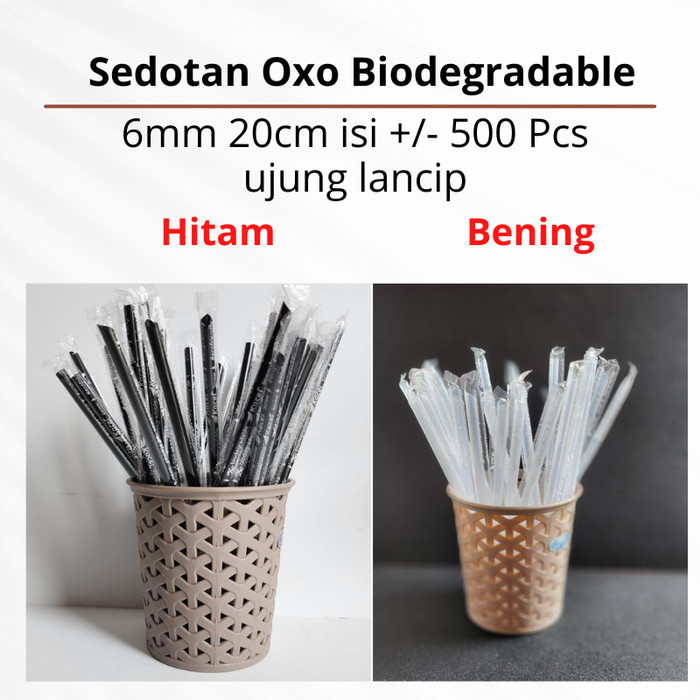 1 Carton Sedotan Oxo/ Sedotan Plastik Runcing Hitam 6Mm X 20Cm Steril