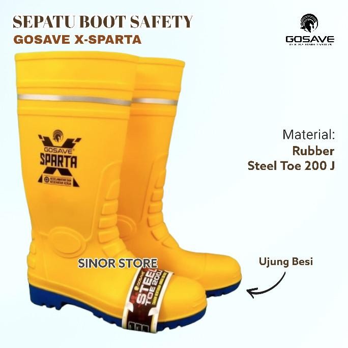 Sepatu Boot Safety X-Sparta Gosave Ujung Besi dan Midsole Steel Plate