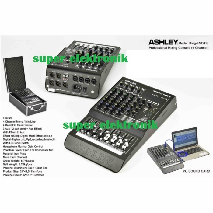 mixer audio ashley king 4 note / king4 note / king 4note 4 channel