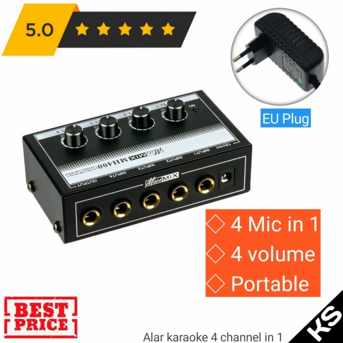 Alat Karaoke Sound Mixer 4 Microphone in 1 - 4 channel