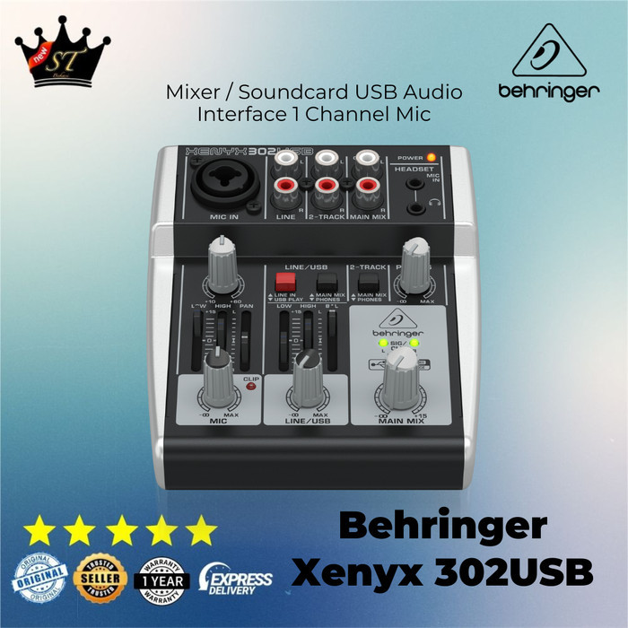 Mixer BEHRINGER XENYX 302 USB dengan USB / Audio Interface
