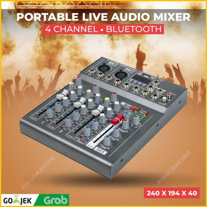 Mixer Audio Mini Portable LIve Audio Mixer Karaoke DJ 4 Channel