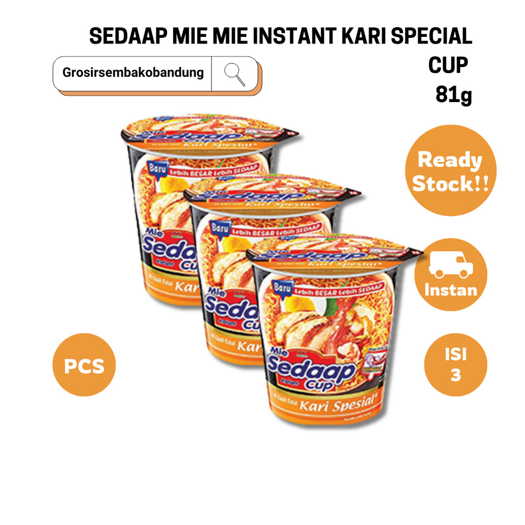 

SEDAAP MIE MIE INSTANT KARI SPECIAL CUP 79/81g - 3 Pcs - Kota Bandung