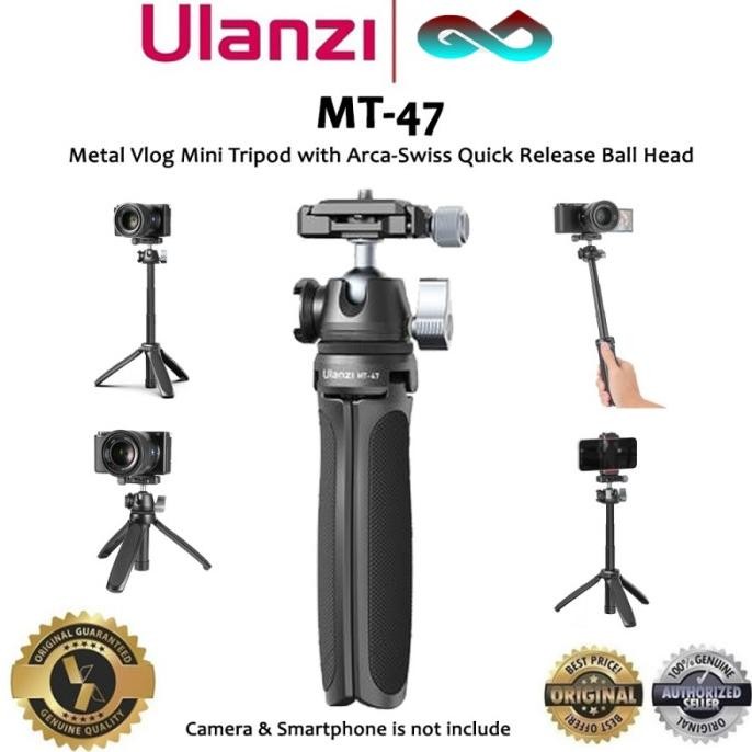 READY Ulanzi MT-47 Metal Vlog Mini Tripod with Arca Swiss Ball Head