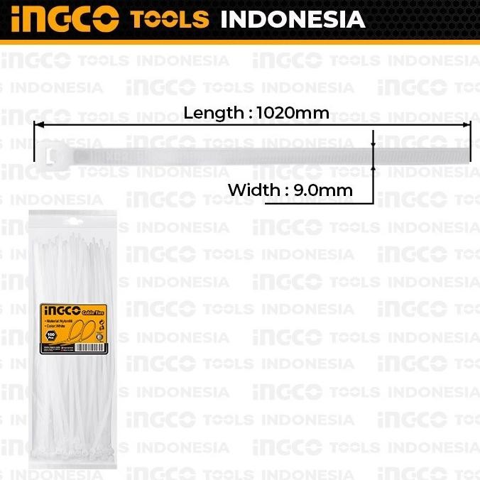

Baru | [1020Mm] Cable Ties Putih Nylon 66 Ingco Hct10201 Pengikat Kabel 102Cm