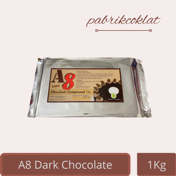

A8 Dark Coklat Blok 1Kg - Dark Chocolate Compound 1000gram