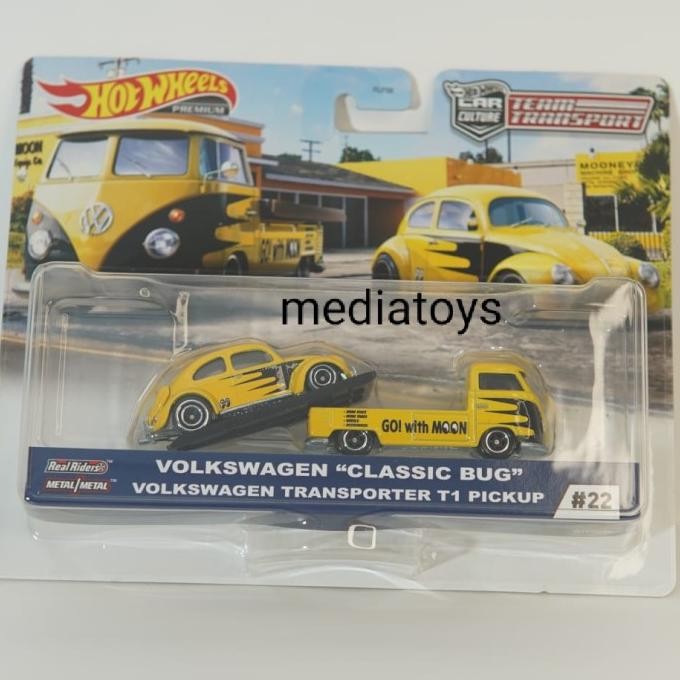 hotwheels premium team transport volkswagen classic bug with T1 pickup