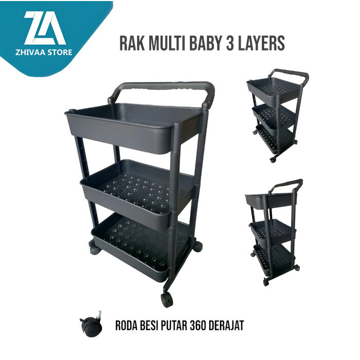 Terlaris Rak Troli Roda 3 Susun Rak Kamar Tidur Rak Dorong Trolley Baju Bayi
