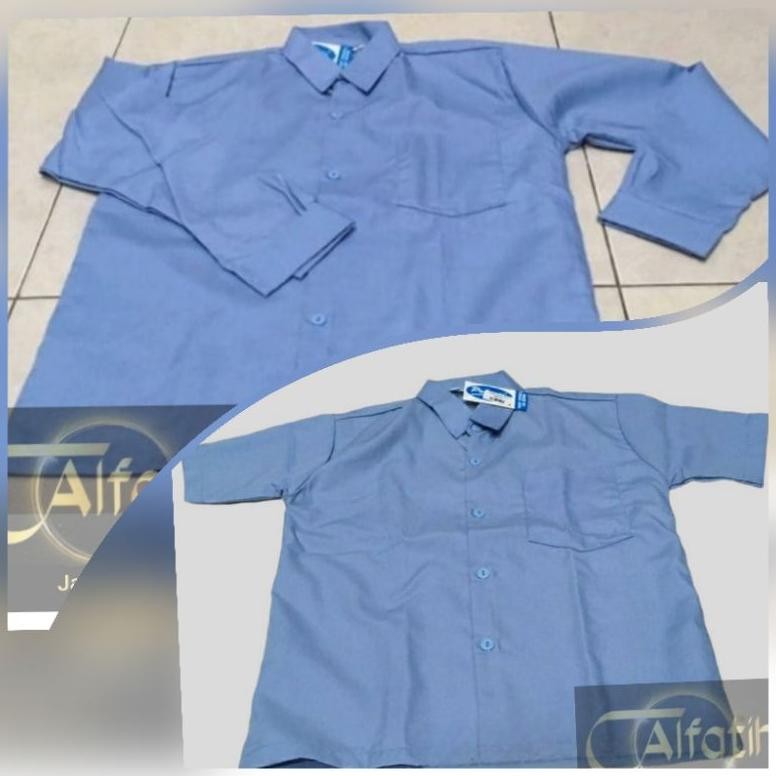 Murah Baju Seragam Sekolah Biru Telur Asin Lengan Panjang/Pendek Pria Wanita Untuk Sekolah Tingkatan