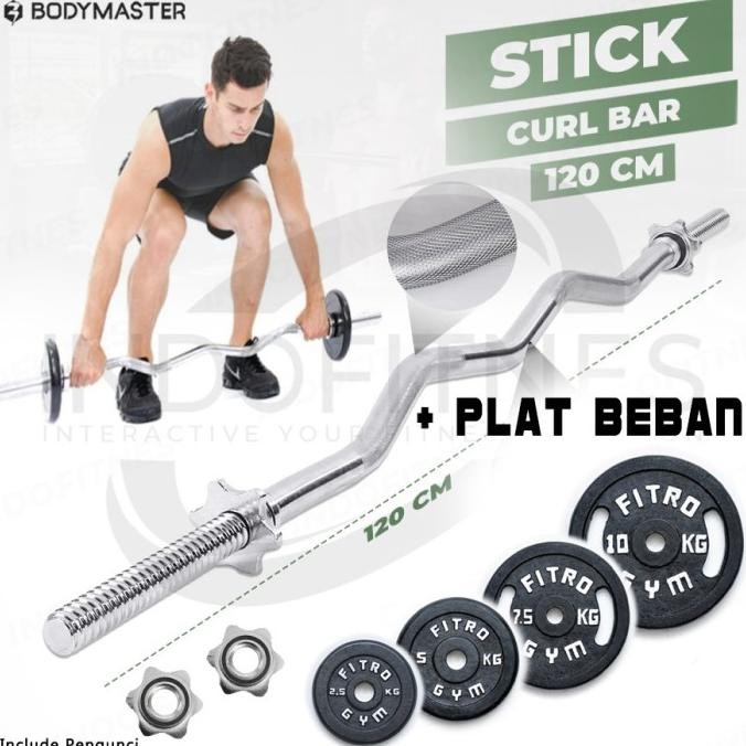 Stick Bar Ez Curl Lekuk Barbell Lengkung