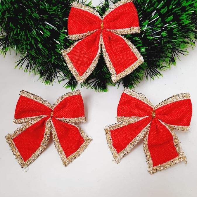 

Pita Merah Snowflake isi 3 Pita Parcel Hiasan Natal Murah Ornamen Pita