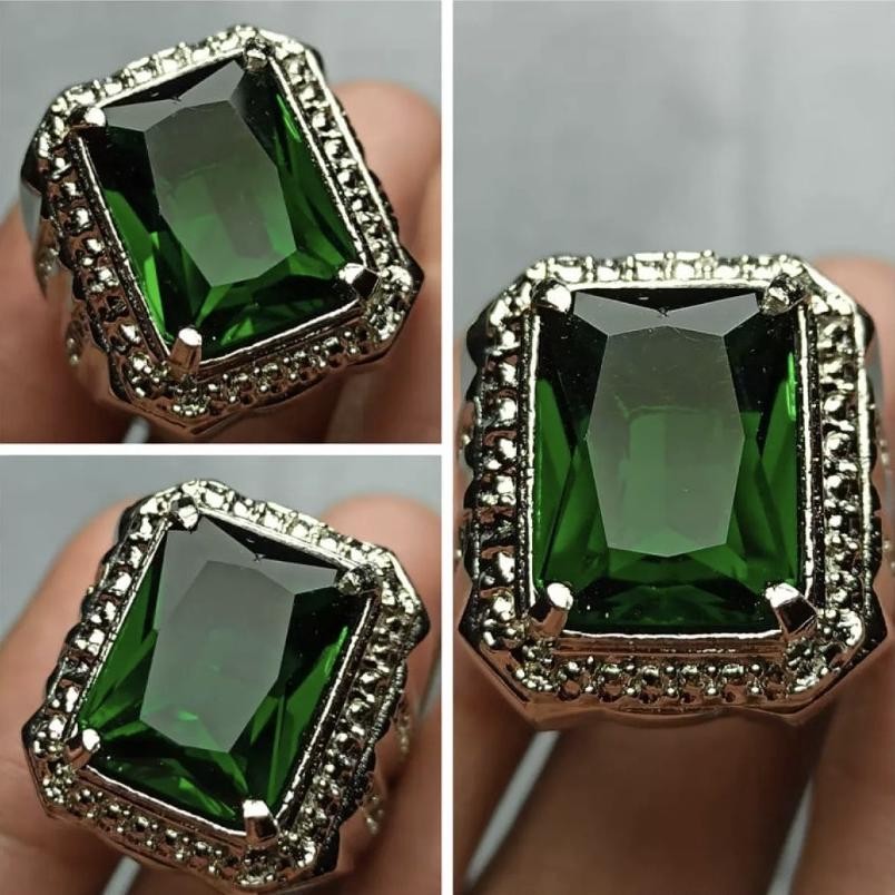 Keren Cincin Pria Batu Zamrud Rusia Kualitas Terbaik Murah
