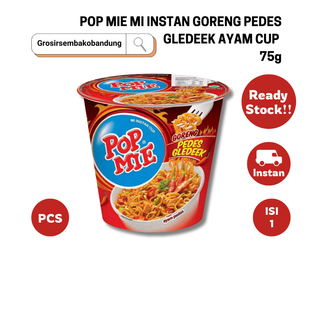 

POP MIE MI INSTAN GORENG PEDES GLEDEEK AYAM CUP 75g - 1 Pcs - Kota Bandung