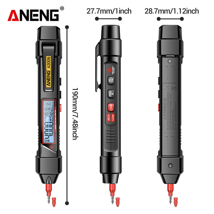 Aneng A3006 Pen Type Digital Multimeter 4000 Count Tester Zero Fire Vtp