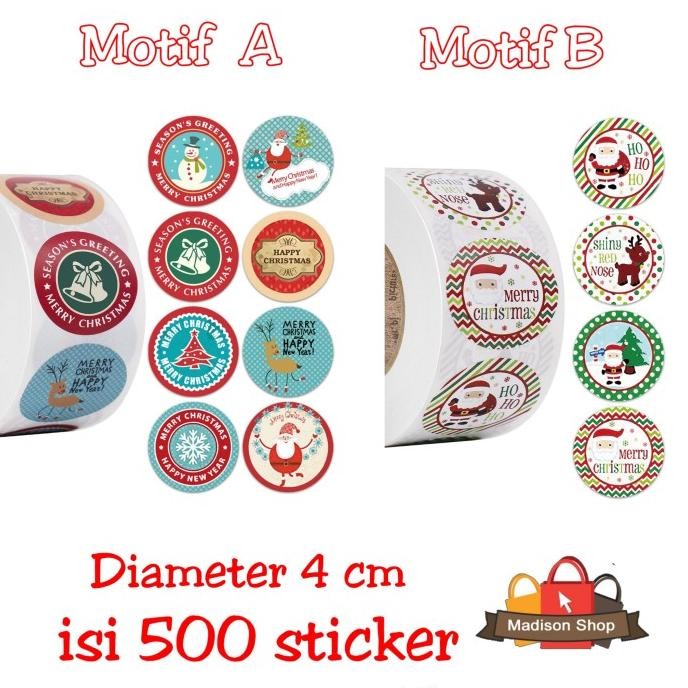 

Stiker Natal 4 cm isi 500 Cutting Sticker Toples Kue Christmas HangTag