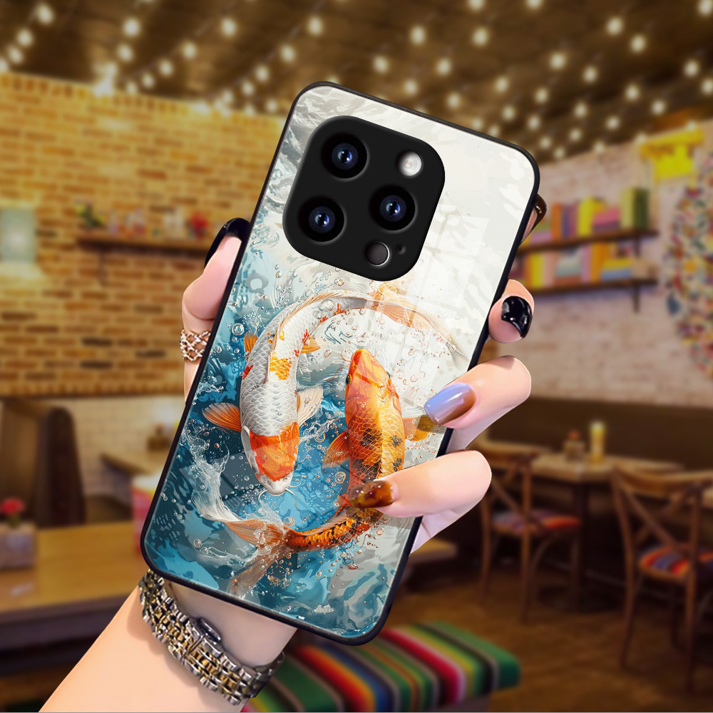 Ikan Koi Kaca glass mirror Case cesing kesing untuk iPhone 14 pro max 13 mini 12 11 xr xs max x se2 