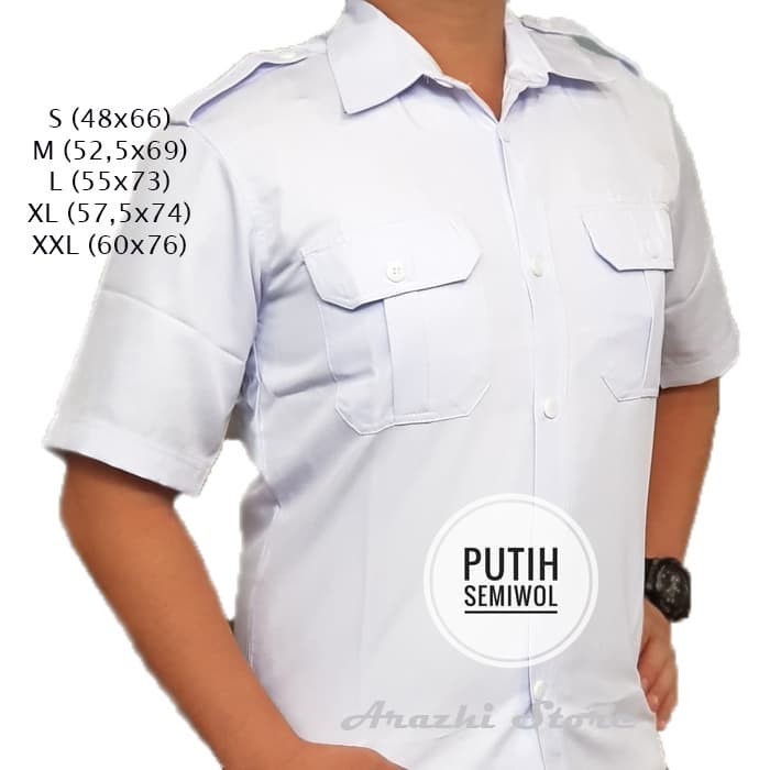 Kemeja Putih Asn Pria Seragam Putih Pns Pria Semi Wol Pdh Putih Pendek Premium Berkualitas
