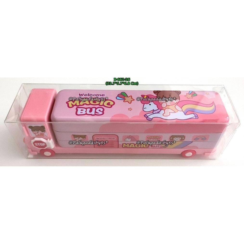 

ORIGINAL (1 Biji) Kotak Pensil XIAOLINGJING B-662-26 Bus 23.7*5.7*6.8 Cm / Kotak Pensil Kaleng Xiao Ling Jing TR21