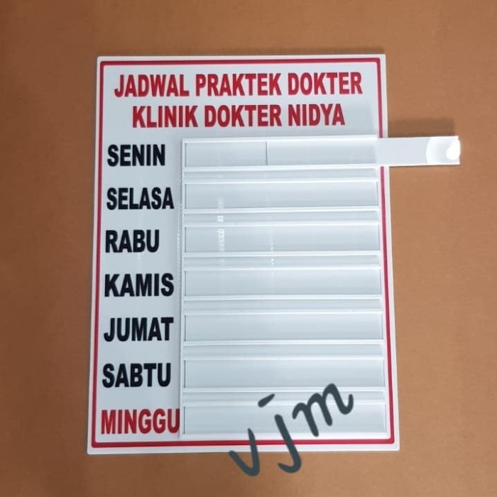 

Ready Acrylic Papan Jadwal Praktek Dokter