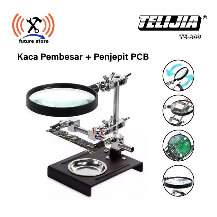 

Ready TELIJIA TE-809 Penjepit PCB Kaca Pembesar With Auxiliary Clip Original