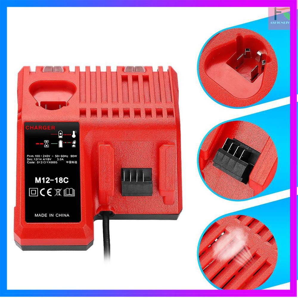 F&L Pengisi Daya Baterai Li-ion M12-18C untuk Milwaukee 12 V 14.4V Baterai Lithium 18V C1418C 48-11-