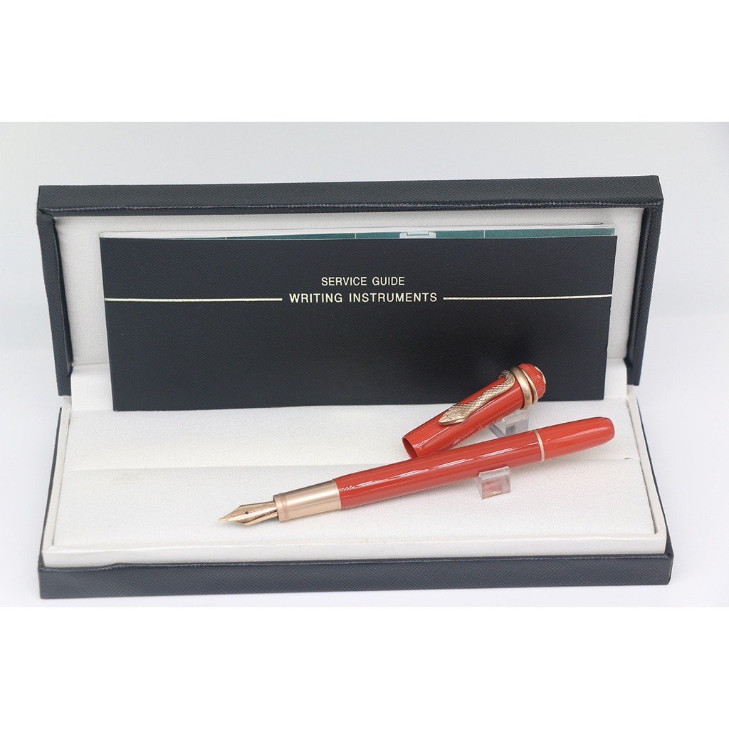 

Mont Snake Styles Luxury Fountain Pen bodi merah oranye dengan alat tulis kantor sekolah Trim emas mawar untuk hadiah yang sempurna |1045C780|