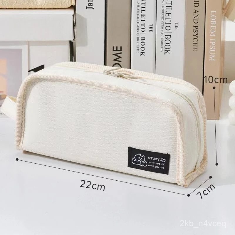 

Multifunctional Simplicity Pencil Case Solid Color Canvas Pencil Bag High Capacity Stationery Storage Bag School Supplies TY1Q