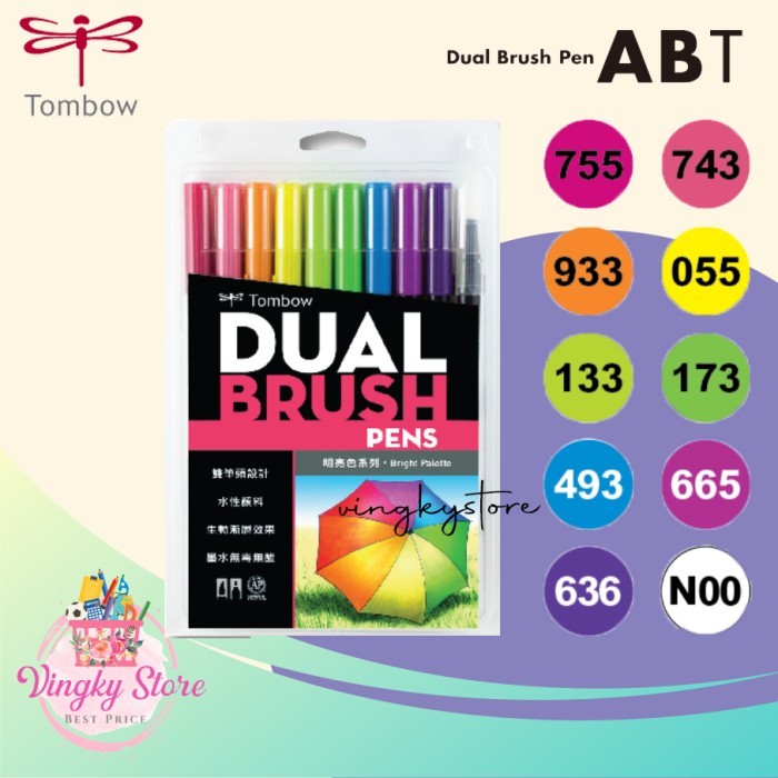 

Ba Dual Brush Pen Tombow Bright Pallete Isi 10Pc