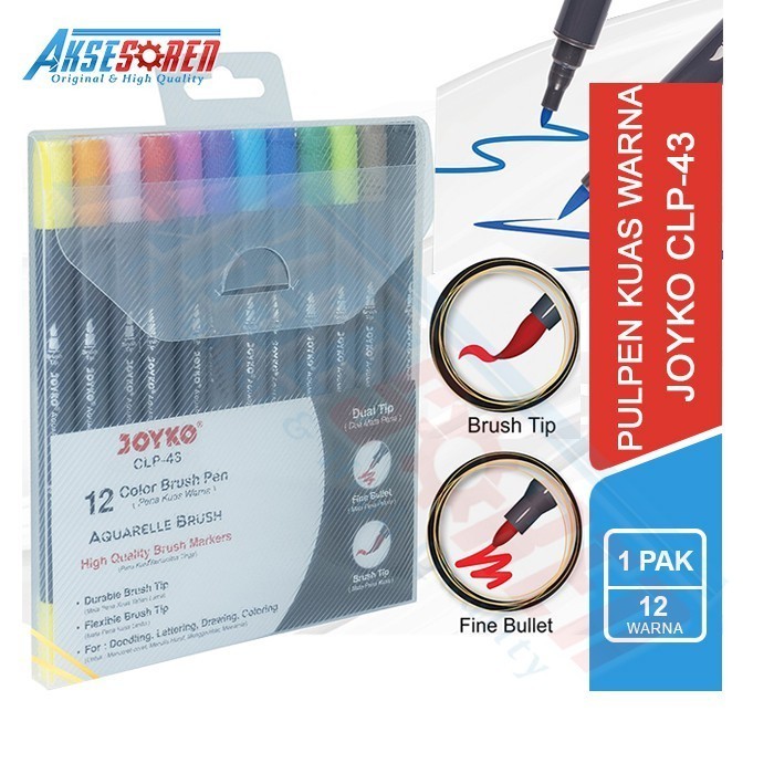 

Ba Pena Kuas Warna Joyko [Clp-43/12 Warna] / Color Brush Pen / Brushpen