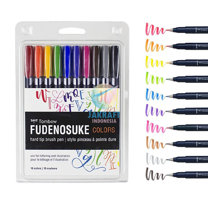 

Ba Tombow Fudenosuke Brush Pen Set 10 Colors Warna Hard Tip Ws-Bh10C