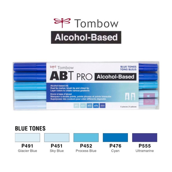 

Ba Tombow Abt Pro Art Markers - Blue Tones Set 5 Colours Pen Brush
