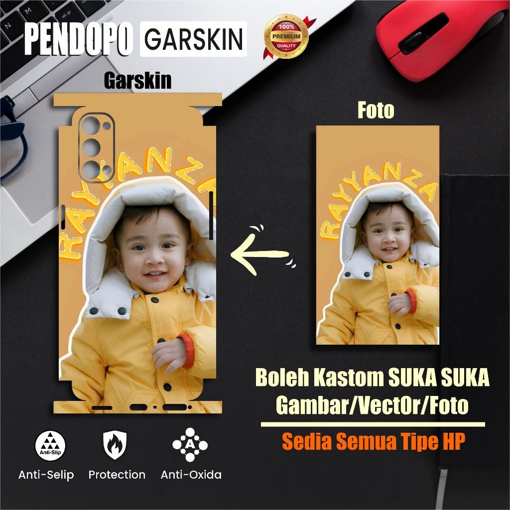 GARSKIN KASTOM GAMBAR BISA PAKAI FOTO SENDIRI ANTI GORES CASSING READY UNTUK SEMUA TIPE HP (CIPUNG)