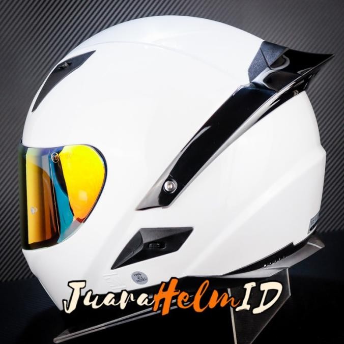 HELM SNAIL FFS1 SOLID / WHITE VISOR RED / FULL FACE HELMET DDRING 2807T