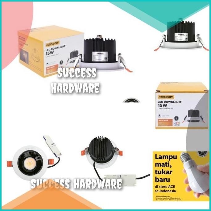 KRISBOW LAMPU DOWNLIGHT LED ADJUSTABLE 15 WATT WARM WHITE - KUNING 14
