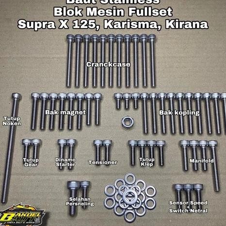 Baut L Stainless Blok Mesin Fullset Honda Supra 125 X Karisma