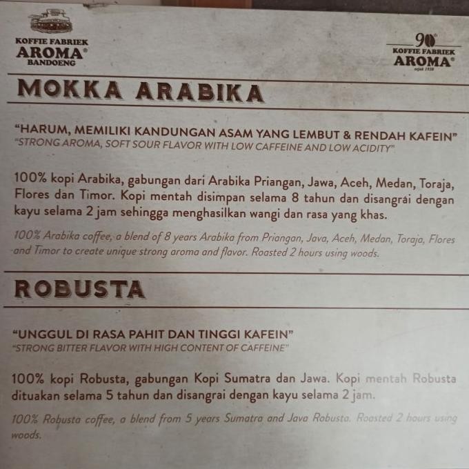 

KOPI COFFEE AROMA KHAS BANDUNG RASA ARABIKA ROBUSTA H85ID