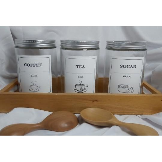 Toples Gula Kopi Teh Aesthetic / Toples Kaca 750Ml / Set 3Pcs