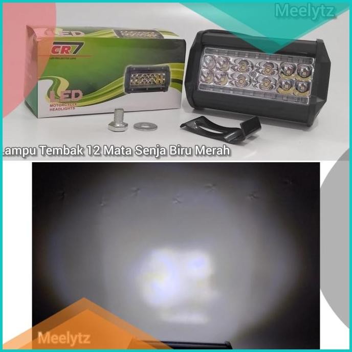 Lampu tembak sorot LED 12 mata stroboBiruMerah - LAMPU TEMBAK LED 140