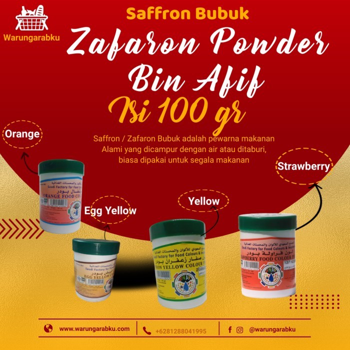 

TERBARU Zafaron Safron Bubuk ZAFARON Powder 100 gr Merk BIN AFIF Expired 2023