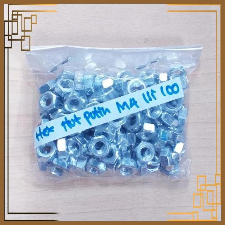 [HLT] MUR PUTIH / HEX NUT M4X0.7 (ISI 100PCS)