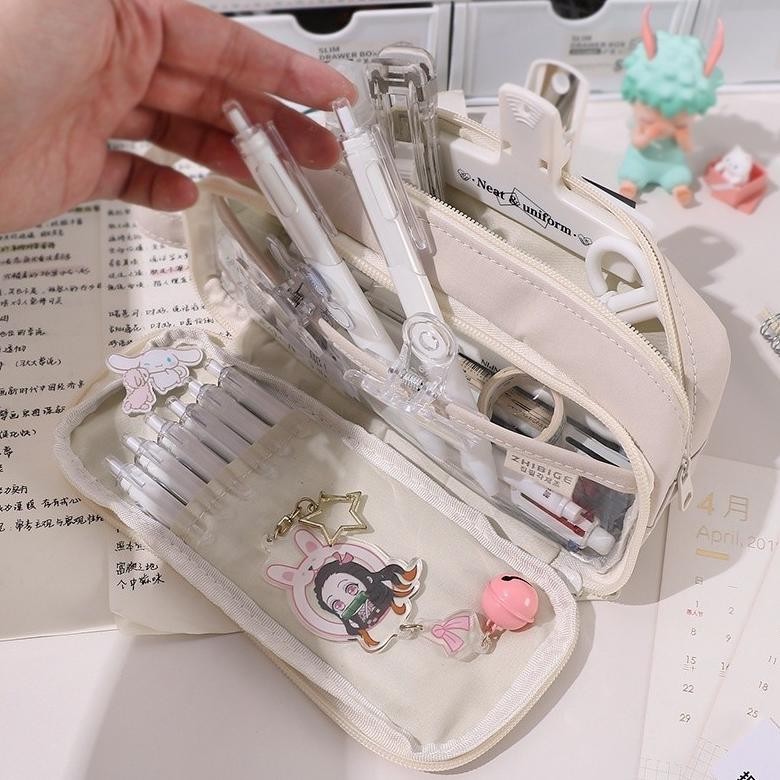 

wes-24 INS Pencil Case Large Capacity Pencil Case Simple Japanese Stationery Storage Bag School Office Supplies Original