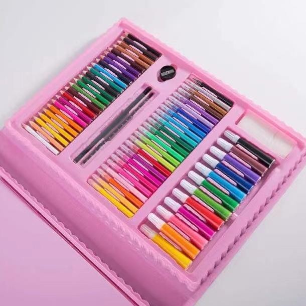 

gha-65 Crayon Anak Pengasah 208pcs Set Alat Menggambar Melukis Anak-anak Crayon Cat Air Pensil Warna Viral