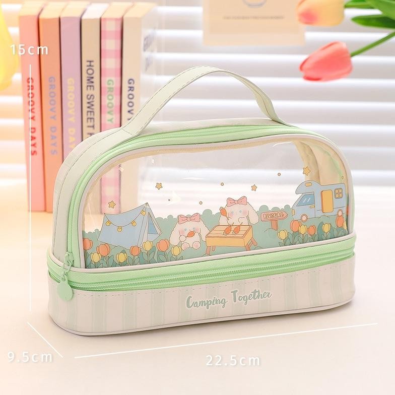 

SPECIAL Kawaii Pencil Case Double Layer Large Capacity Pen Bag Cartoon Portable Pencil Box School Student Supplies Stationary Organizer rwet-23