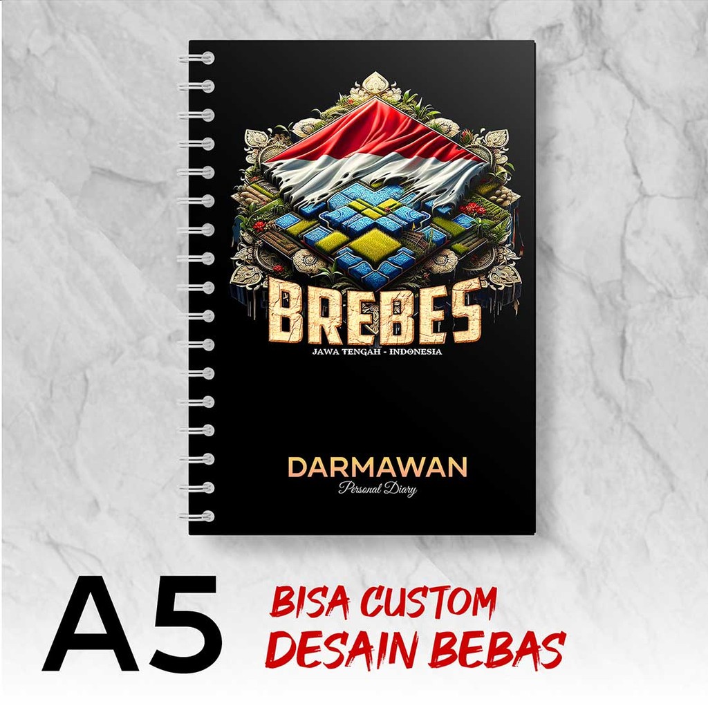 

Blocknote A5 Notebook Custom BREBES - JAWA TENGAH Desain Bebas - Spiral Kawat - BBSX1