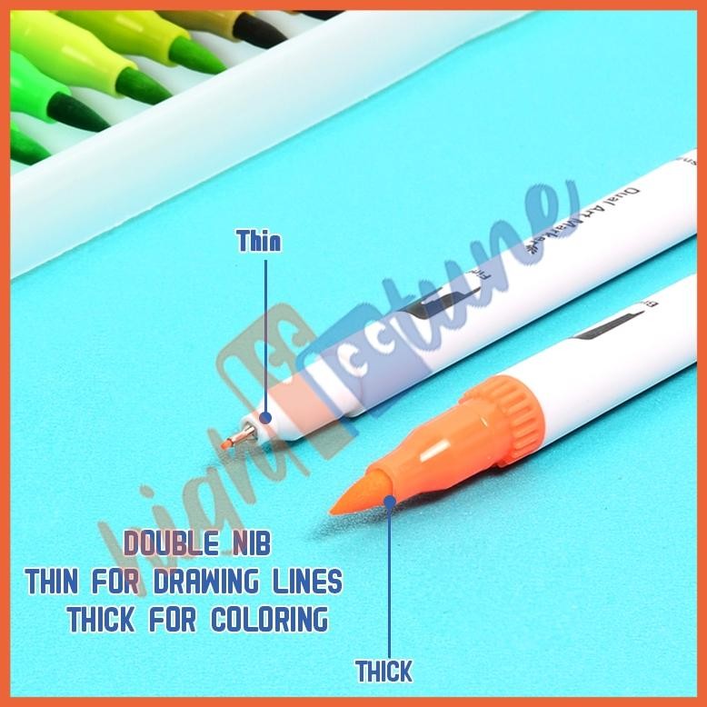 

He13 Hightune Color Brush Pen Brushpen Spidol Kaligrafi Set Stabilo Double Tip 12/36/60/100 Warna Paint Marker Viral