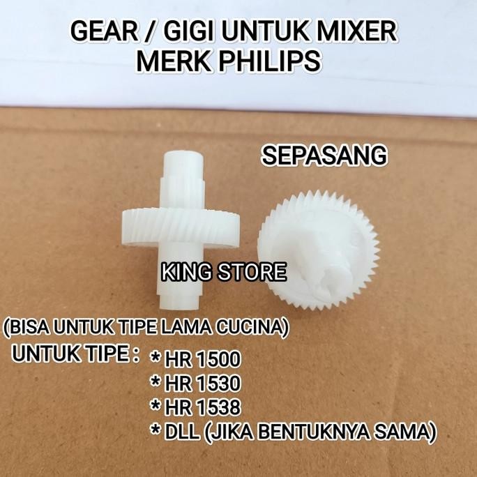 PROMO Gear Gigi Mixer Philips HR 1500 HR 1530 1538 Cucina Original Sepasang