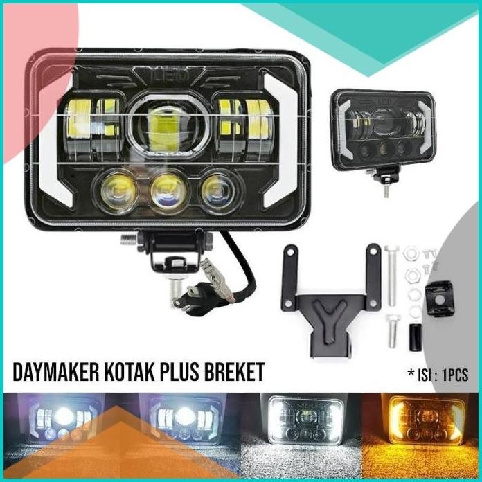 Lampu Depan Daymaker Kotak LED 5.75 Inch Socket H4 Plus Breket 140BZ4
