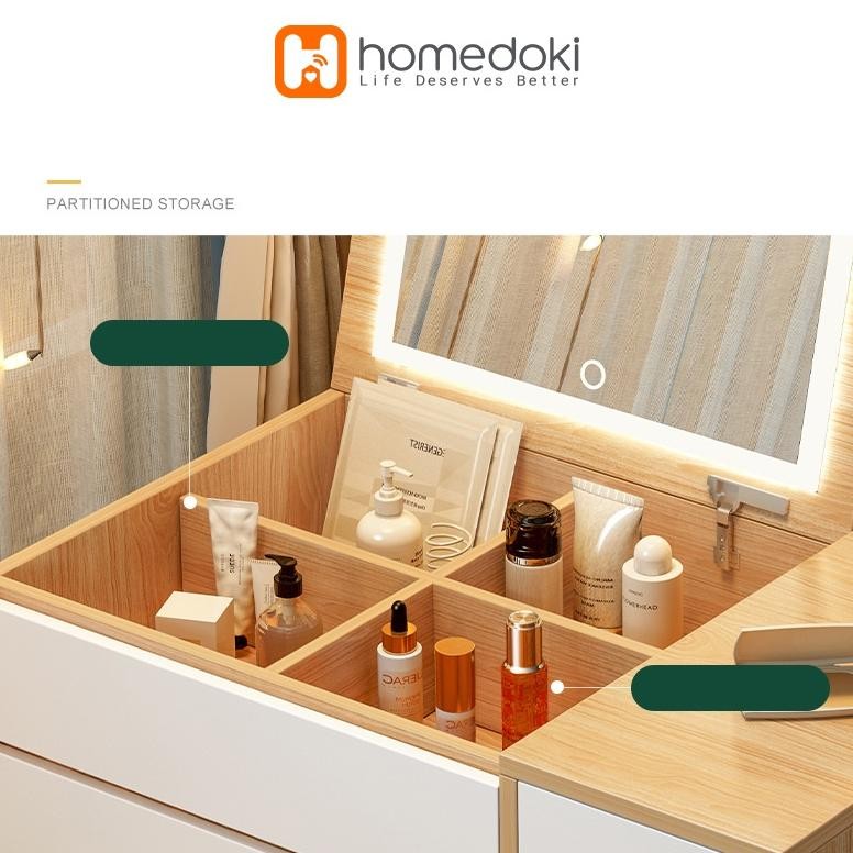 Homedoki Meja Rias/Meja Rias Minimalis/Meja Rias LED/Meja Rias Lampu/Meja Rias Aesthetic/Meja Rias s