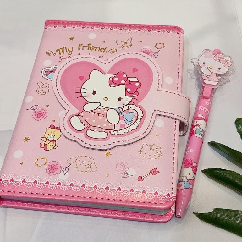 

er-90 Notebook 2in 1 Buku Tulis Anak Sanrio Magnet Buku Memo dan Pen Kuromi Cinnamoroll Melody Hello Kitty Hemat