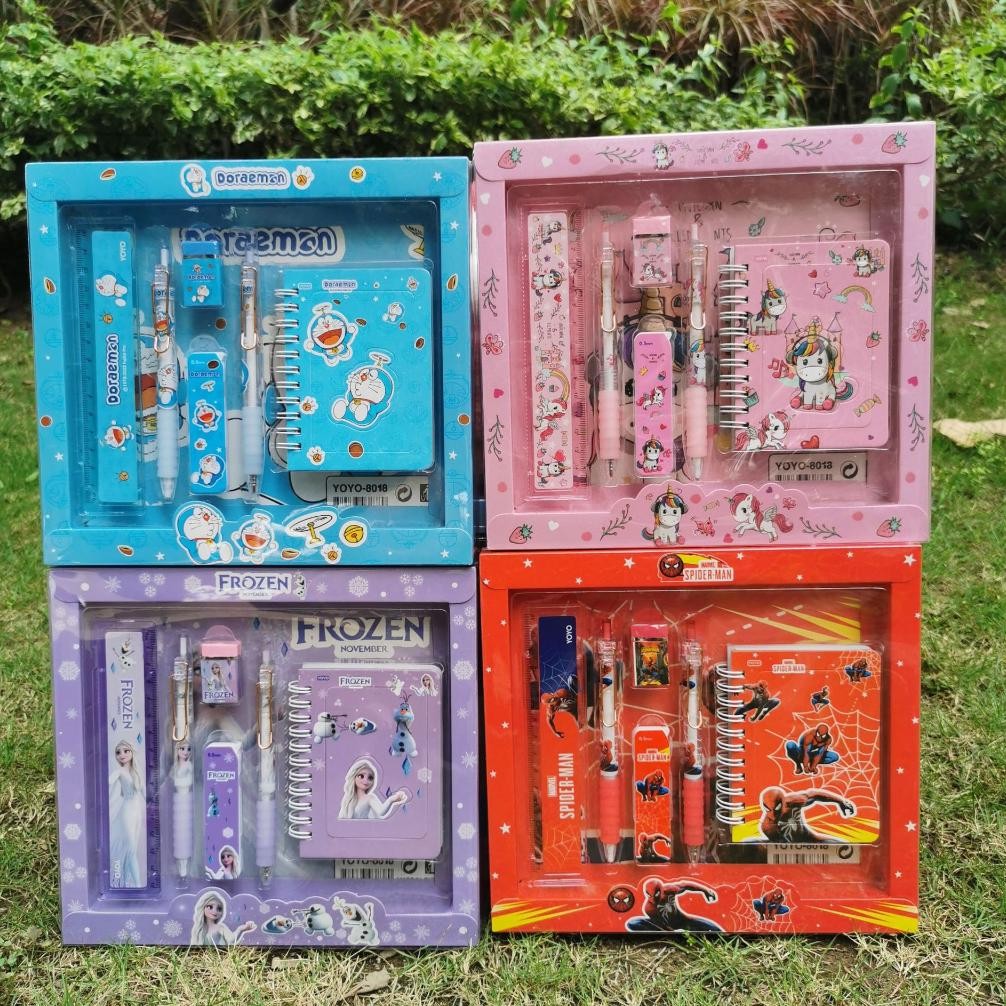 

sd-5 STUDY SET STATIONERY PENSIL SET PAKET ALAT TULIS SEKOLAH Karakter / Paket alat Tulis + kotakpensil / Souvenir Ulang Tahun ATK Set Anak karakter Original